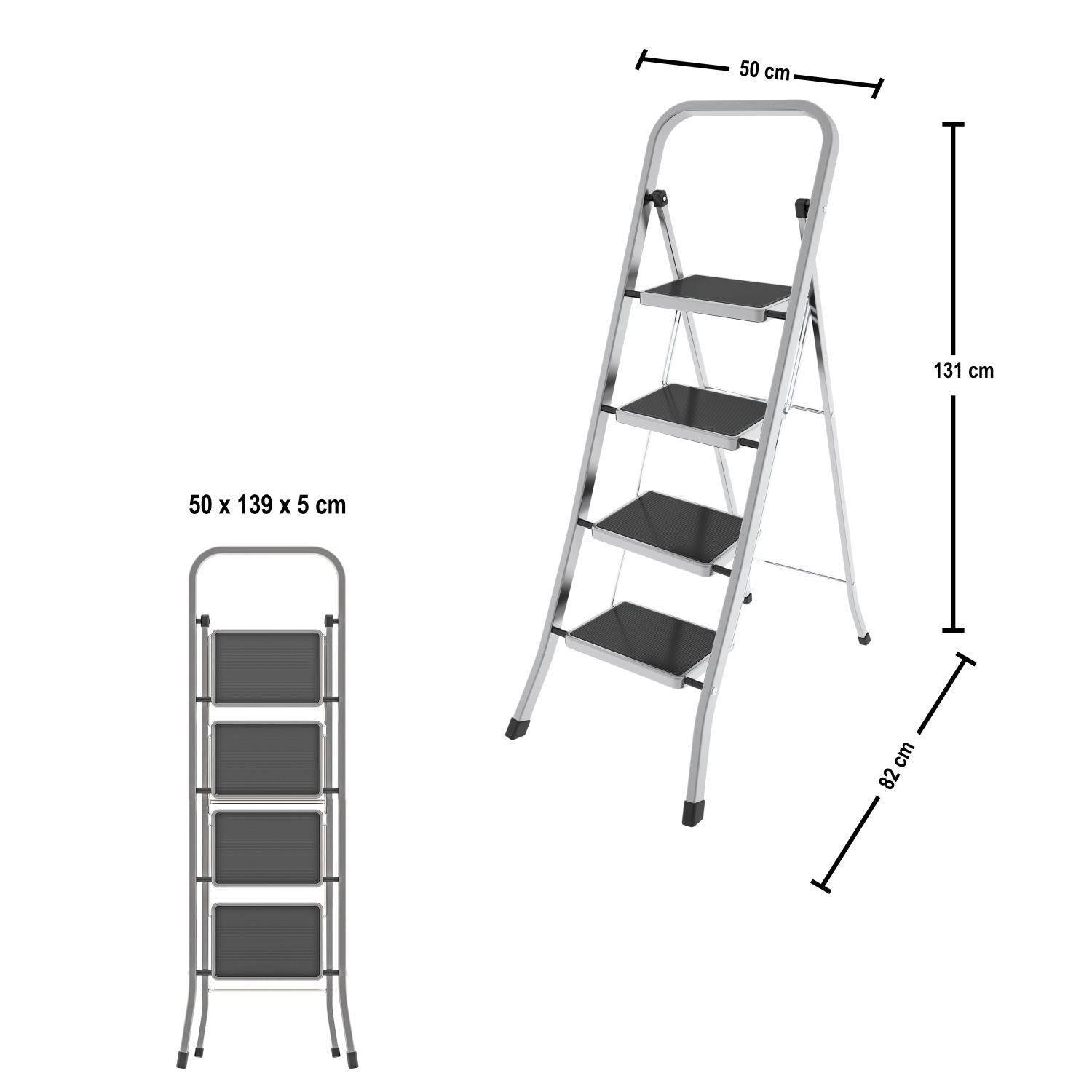  Escalera 4 peldaños, Escaleras de aluminio, Escalera plegable, medida peldaño 30x21 cm, carga 150 kg, Colombo FACTOTUM ALUMINIUM , 2