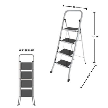  Escalera 4 peldaños, Escaleras de aluminio, Escalera plegable, medida peldaño 30x21 cm, carga 150 kg, Colombo FACTOTUM ALUMINIUM , 2