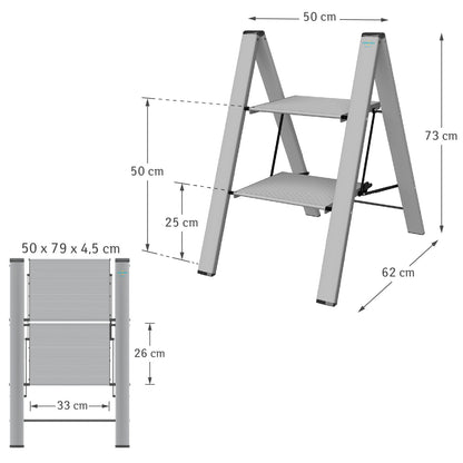 Escaleras, taburetes de aluminio, 2 pasos, Colombo Leonardo 2