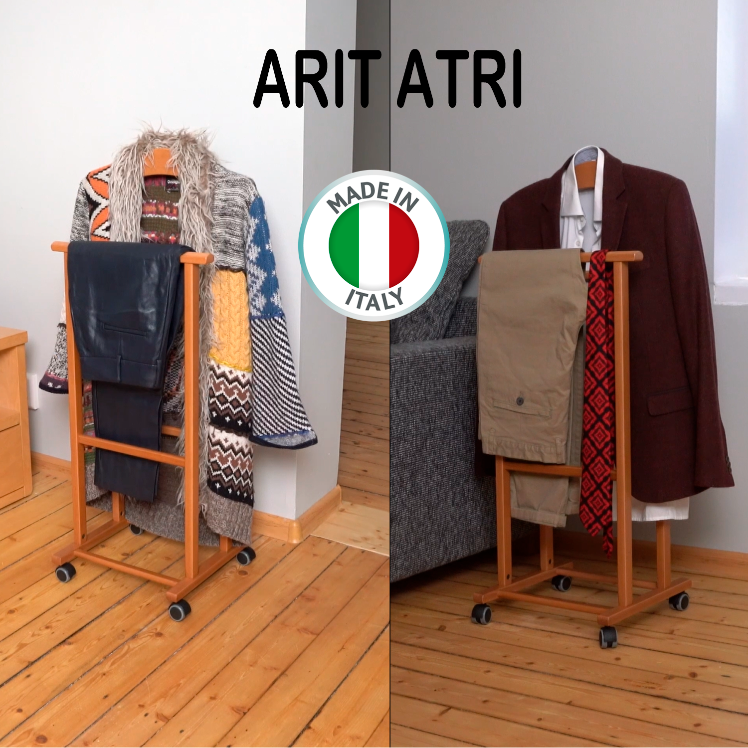 Galán de Noche, con Ruedas, Perchero Pie para Trajes, Soporte para Pantalones, ARIT ATRI, 4