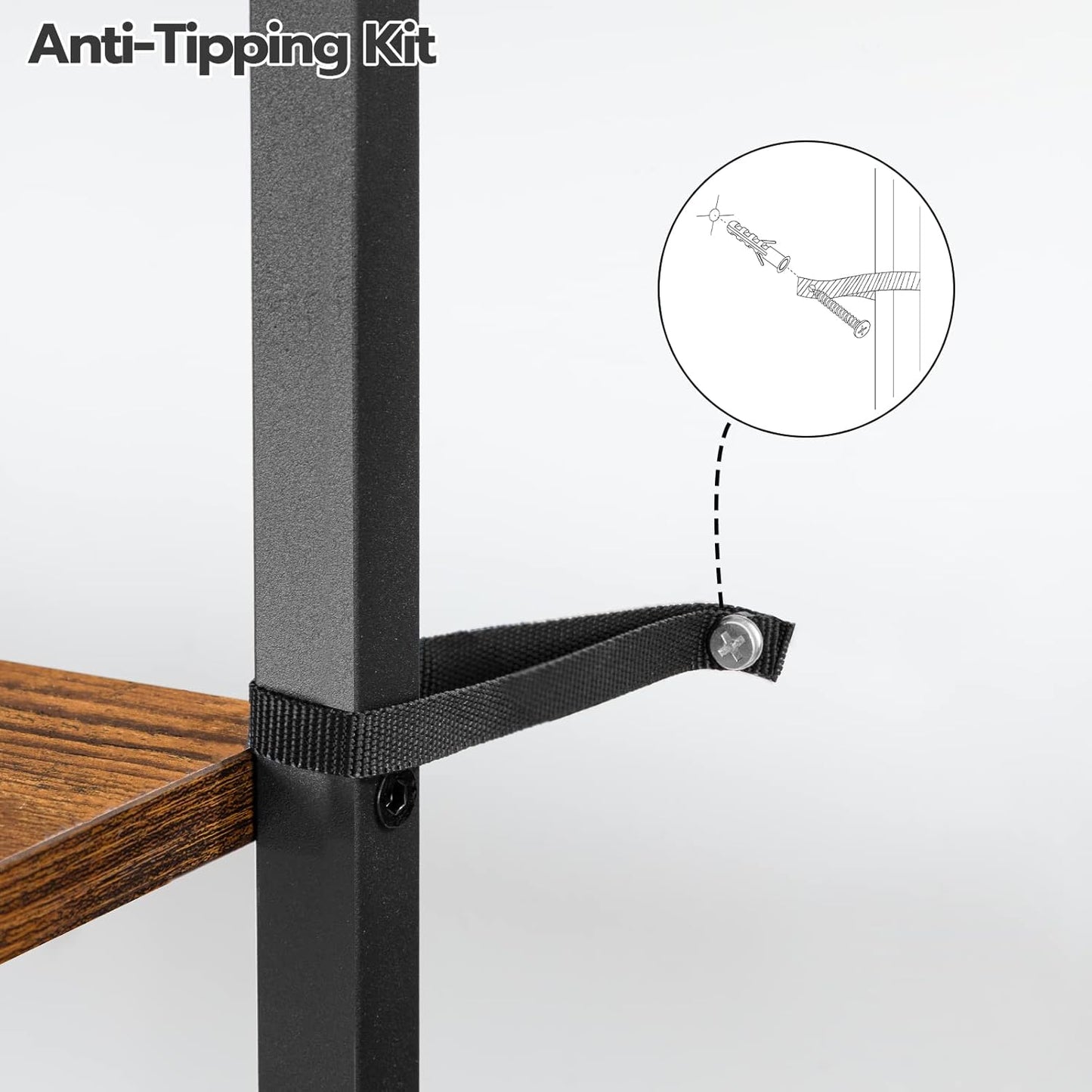 Botellero Vino, para hasta 16 Botellas, Botellero Bar, 5 Niveles, Soporte copas, Estructura de metal, Marrón y Negro, HOOBRO, 6