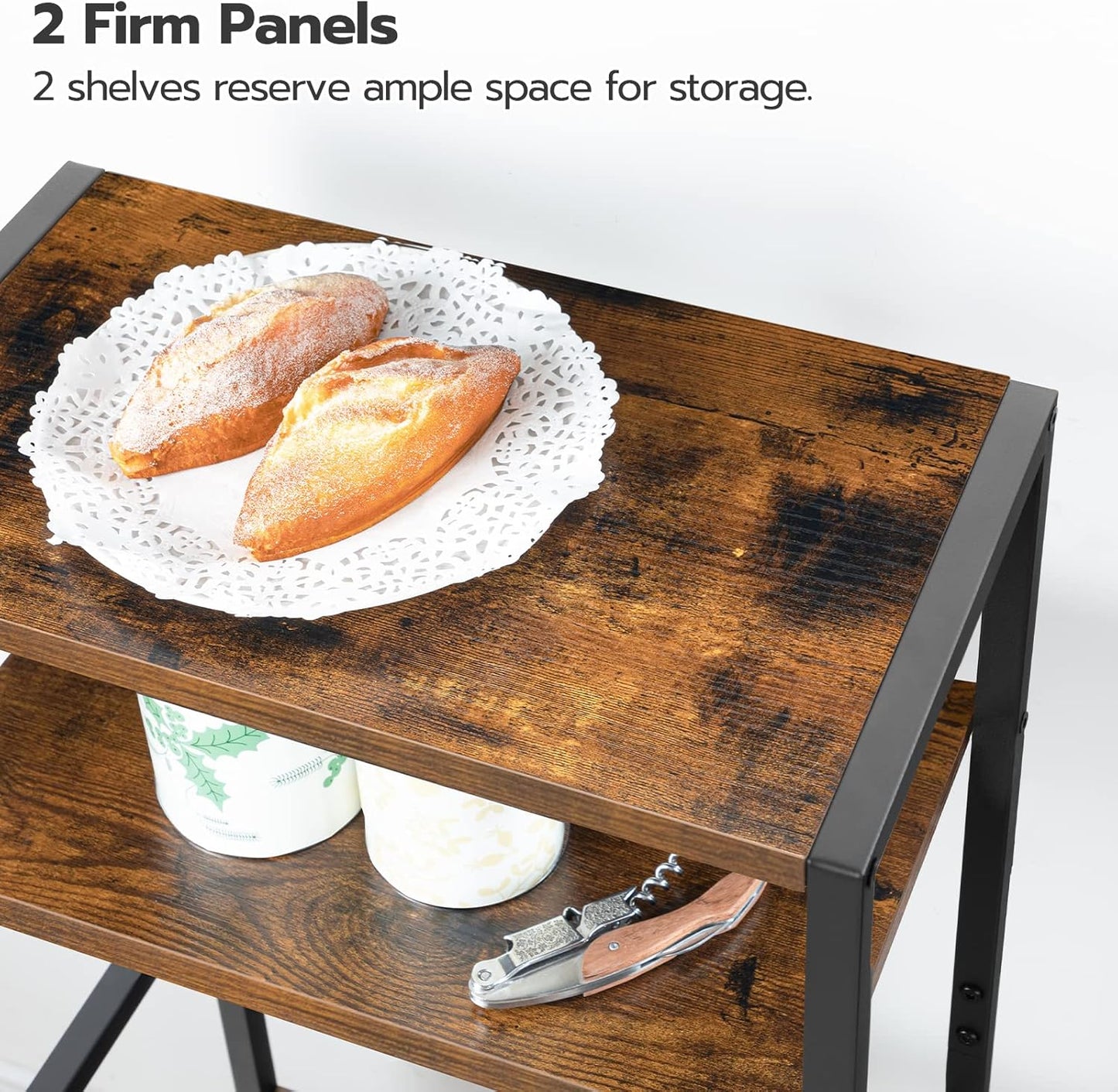 Botellero Vino, para hasta 16 Botellas, Botellero Bar, 5 Niveles, Soporte copas, Estructura de metal, Marrón y Negro, HOOBRO, 2