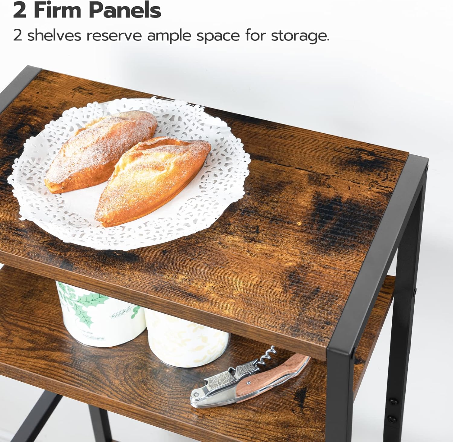 Botellero Vino, para hasta 16 Botellas, Botellero Bar, 5 Niveles, Soporte copas, Estructura de metal, Marrón y Negro, HOOBRO, 2