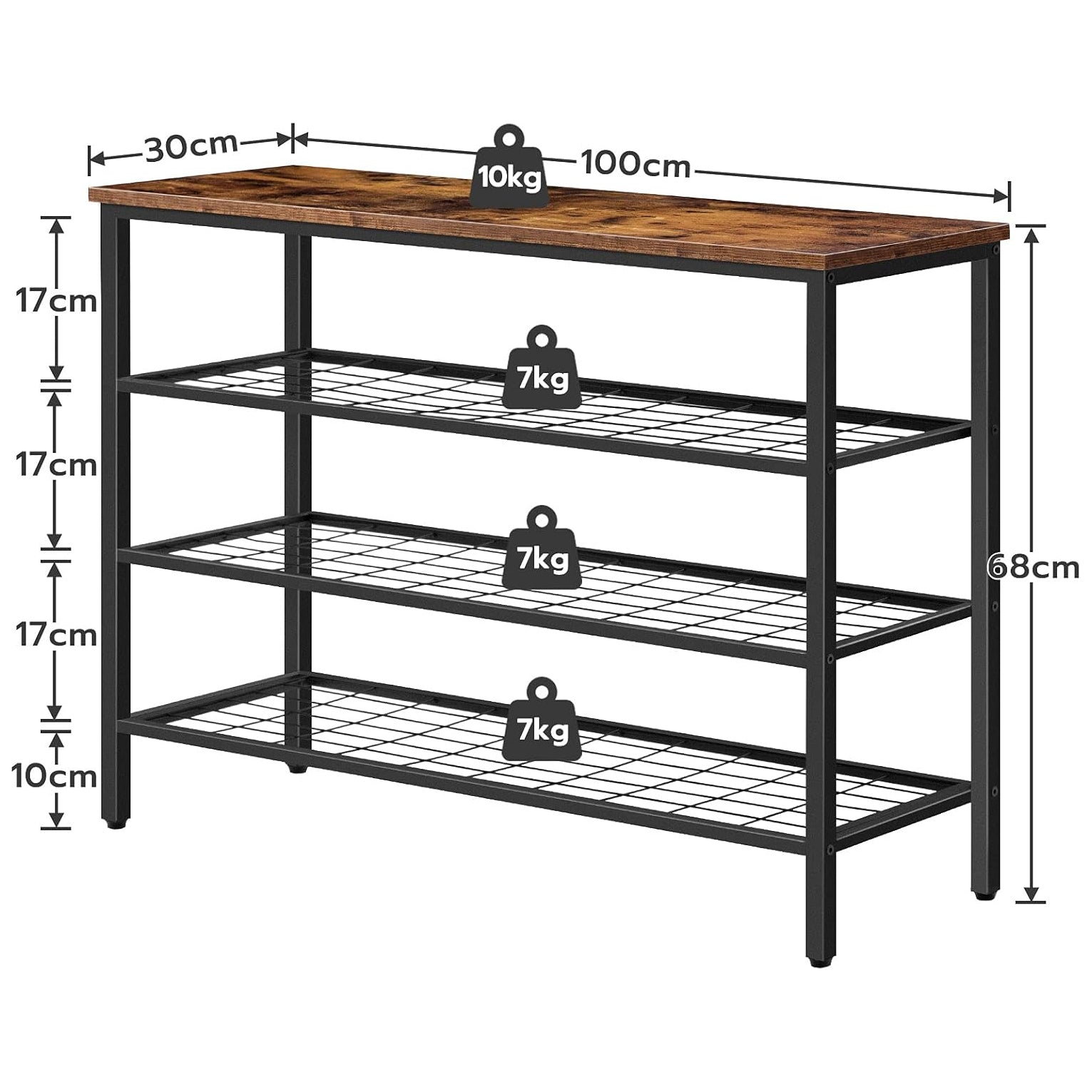Zapatero, 4 Niveles, Capacidad para 20-25 Pares, Zapatero estrecho, Zapatero Recibidor, Marco de Metal, Marrón y Negro, HOOBRO, 3