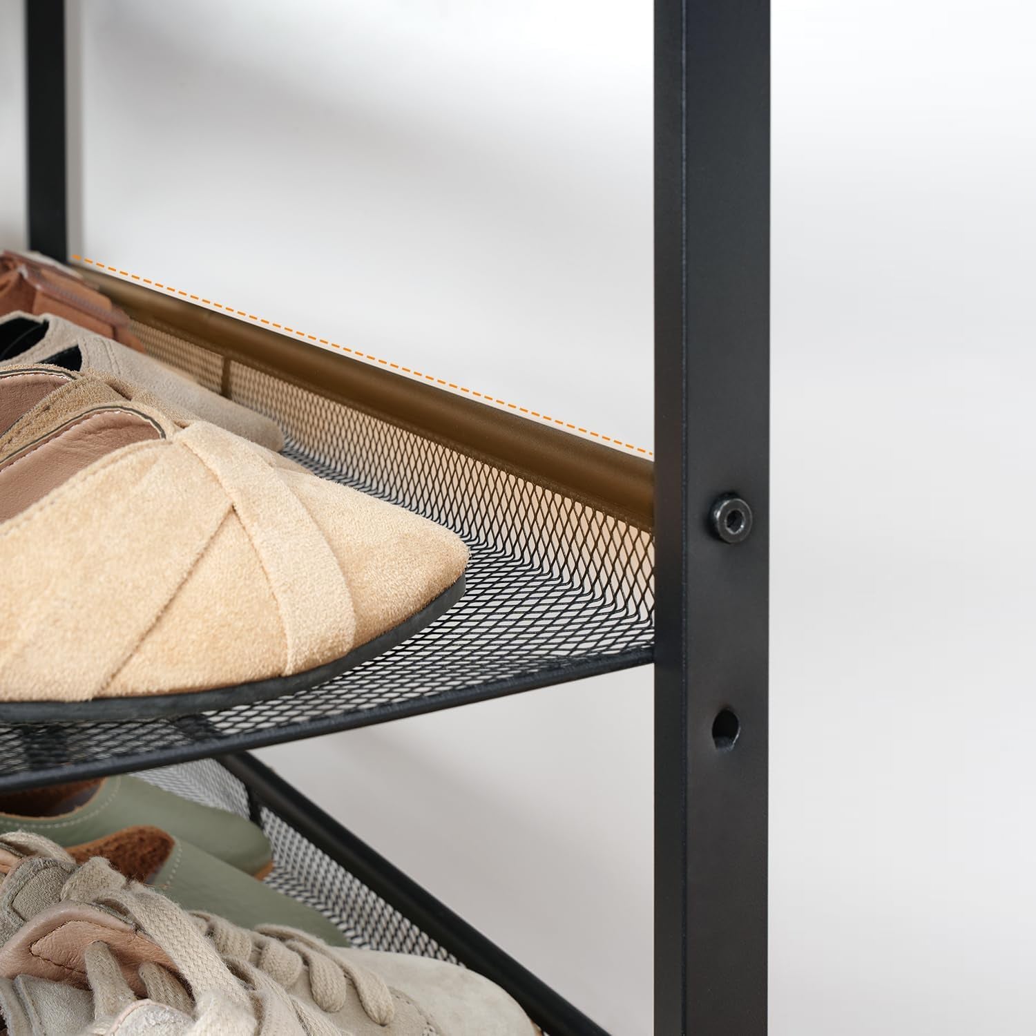 Zapatero, 5 Niveles, Capacidad para 16-20 Pares, Zapatero Recibidor, Zapatero Estrecho, Marco de Metal, Marrón y Negro, HOOBRO, 7