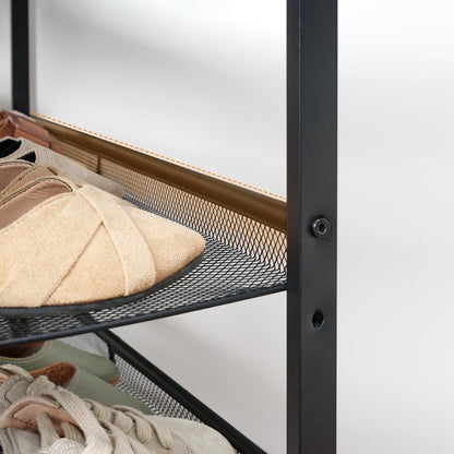 Zapatero, 5 Niveles, Capacidad para 16-20 Pares, Zapatero Recibidor, Zapatero Estrecho, Marco de Metal, Marrón y Negro, HOOBRO, 7