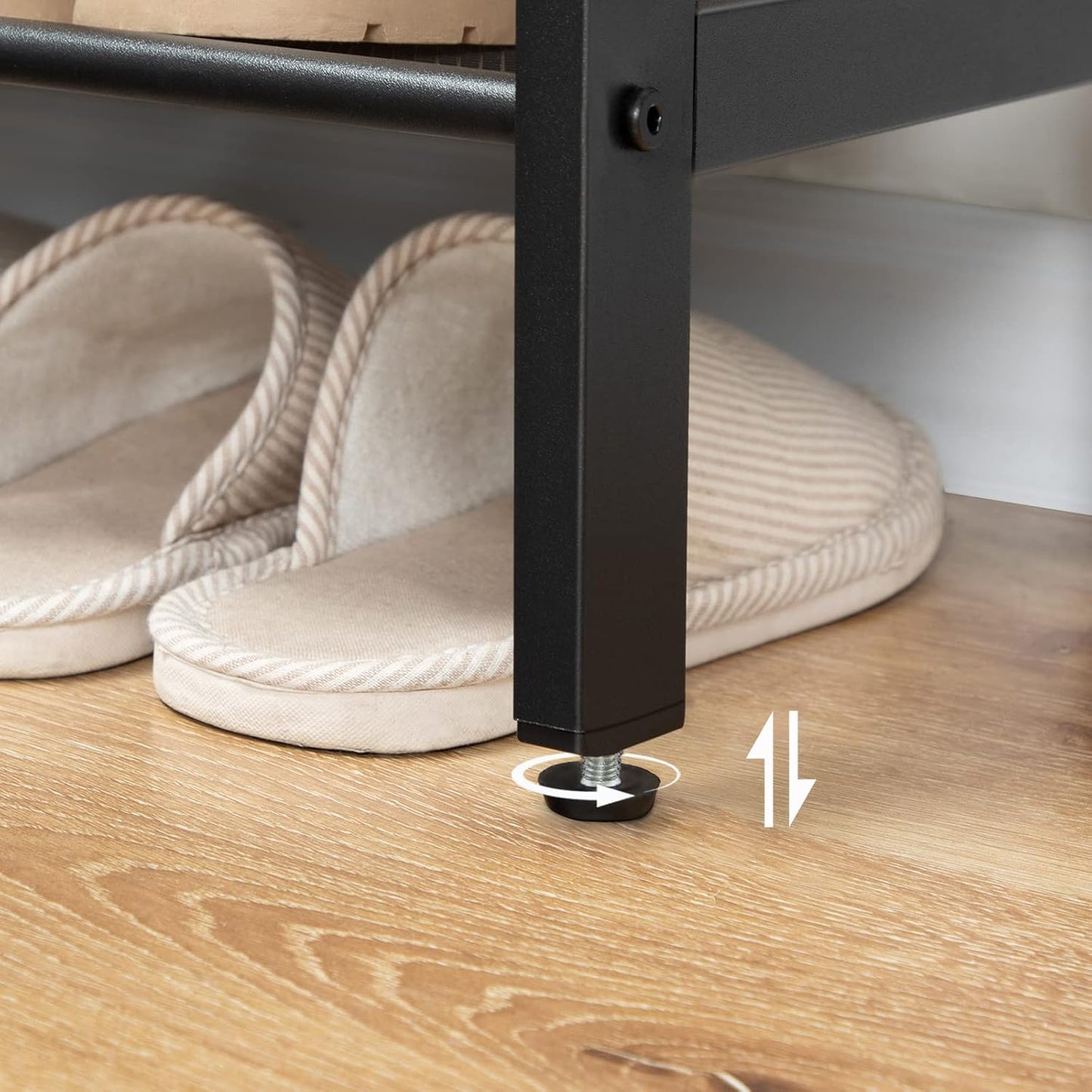 Zapatero, 8 Niveles, Capacidad para 24-32 Pares, Zapatero alto y estrecho, Zapatero Recibidor, Marco de Metal, Marrón y Negro, HOOBRO, 5