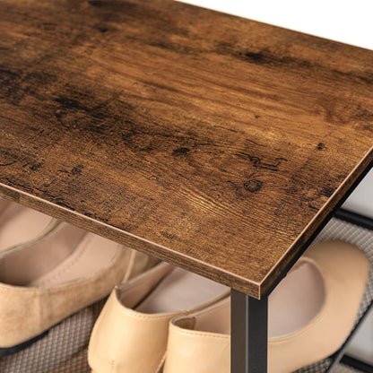 Zapatero, 8 Niveles, Capacidad para 24-32 Pares, Zapatero alto y estrecho, Zapatero Recibidor, Marco de Metal, Marrón y Negro, HOOBRO, 6