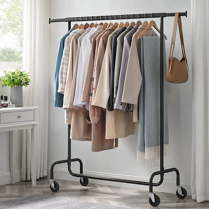 Burros para Ropa, con Ruedas, Carga de 130 kg, Burros para Ropa Resistentes, 110-150x45x162,9 cm, Negro, Songmics, 1