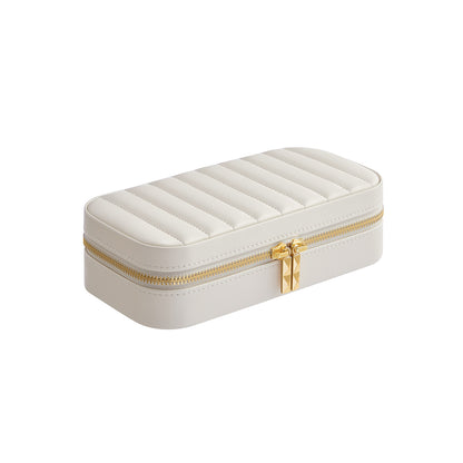 JJoyero de Viaje, Joyero Organizador, Superficie PU con Costuras, Portátil, Cremalleras, Idea de Regalo, Blanco Nube, SONGMICS, 2