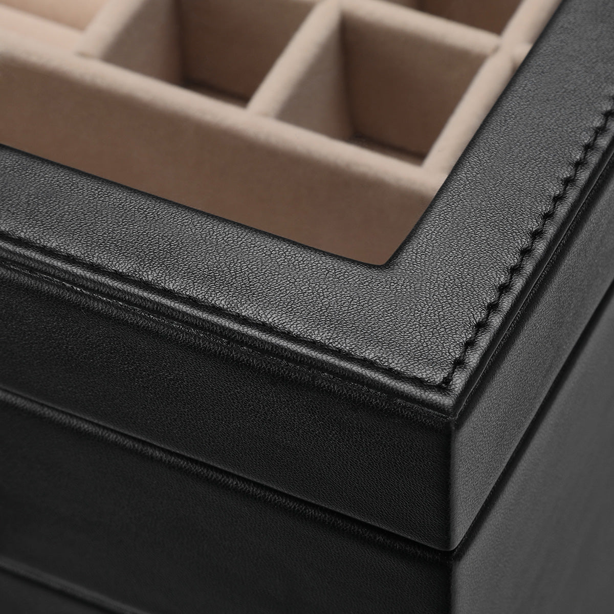 Joyero, 3 Niveles, Caja de Joyas, Joyero Organizador, Estuche de Joyería, Tapa de Cristal, con 2 Cajones, Negro, SONGMICS, 7
