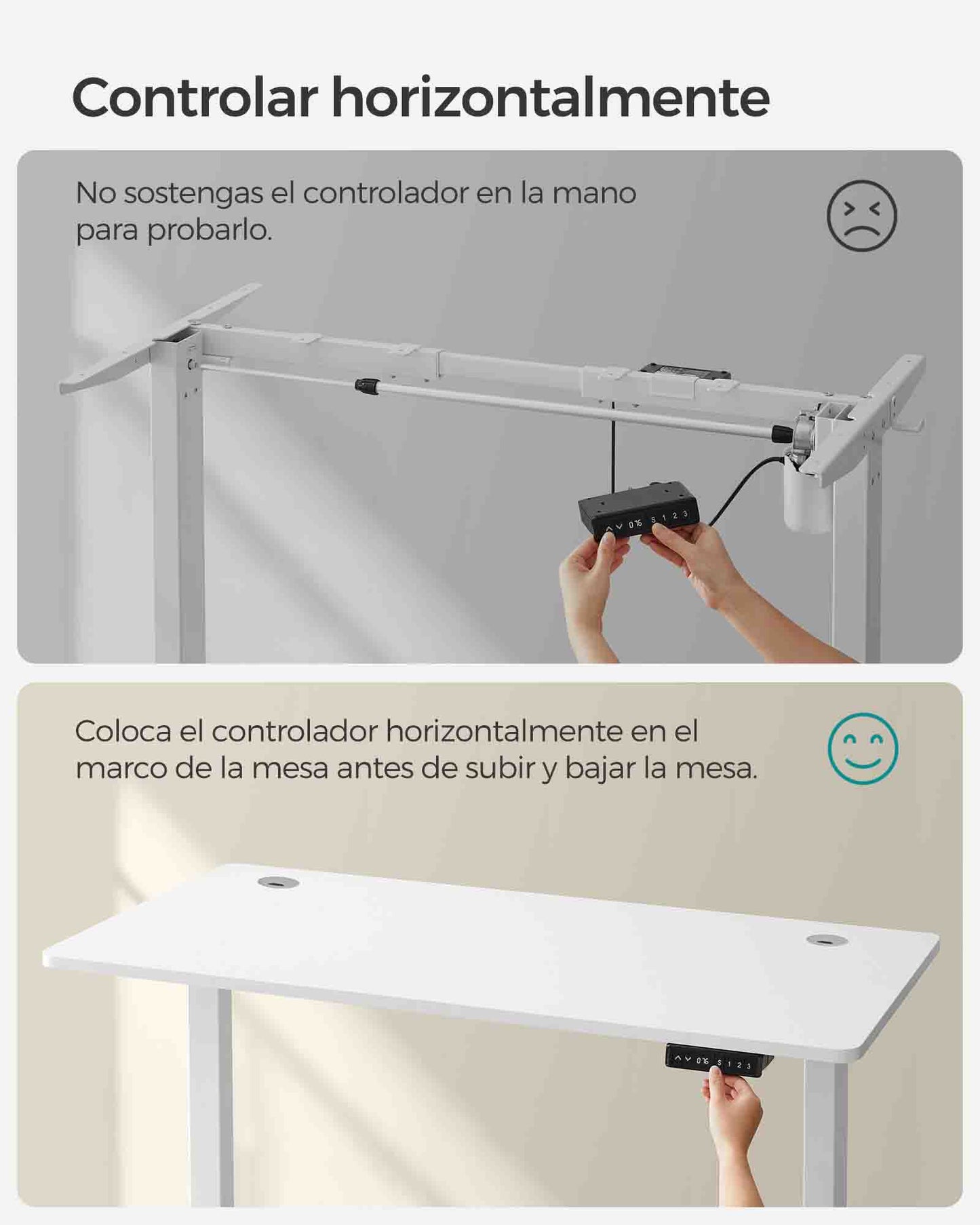 Escritorio Elevable Eléctrico, Mesa Regulable en Altura, Escritorio Ordenador, 60x120 cm, Marco de Aero, Blanco, Songmics, 7