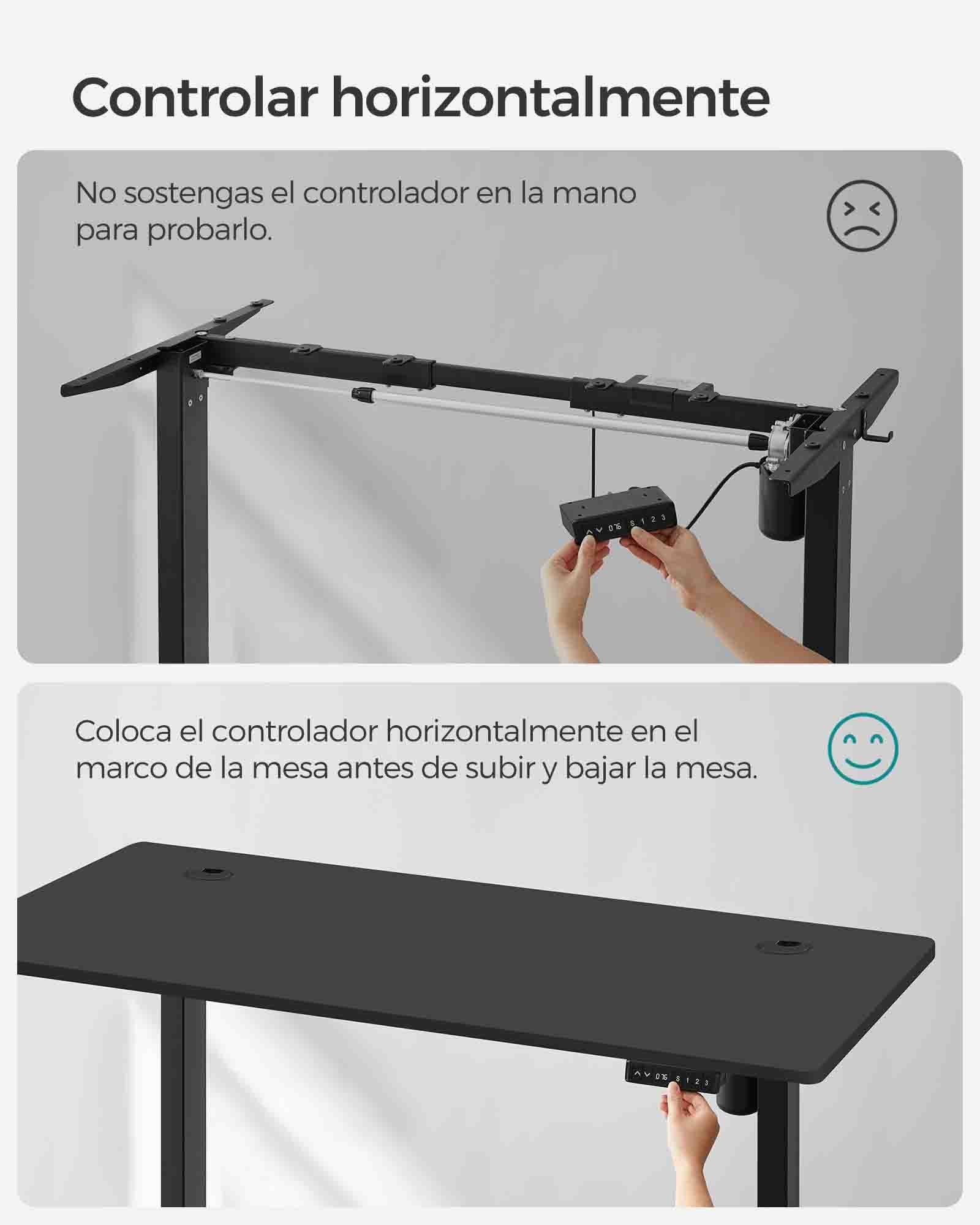 Escritorio Elevable Eléctrico, Mesa Regulable en Altura, Mesa Ordenador, 70 x 140 cm, Memoria de 3 Alturas, Marco de Aero, Negro, Songmics, 8