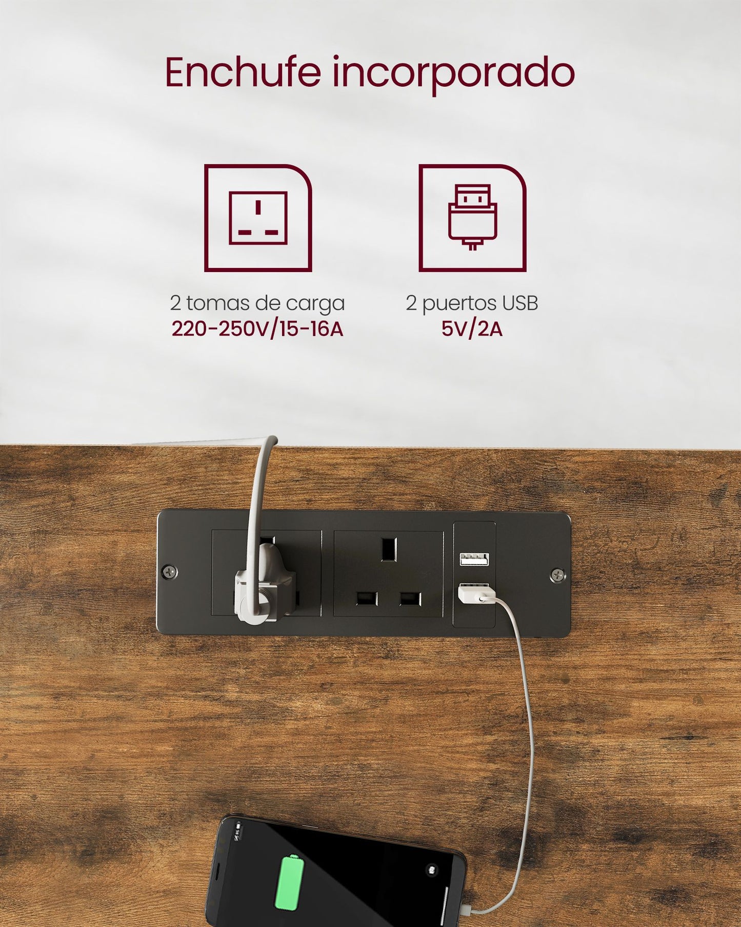 Escritorio Elevable Eléctrico, Mesa Regulable en Altura, Mesa Ordenador, 60x140cm, 4 Alturas, Marron Rústico y Negro, Vasagle, 4