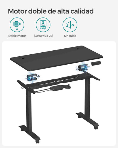 Escritorio Elevable Eléctrico, Mesa Regulable en Altura, 60 x 120 cm, Mesa Gamer, Doble Motor, 4 Alturas, Negro, Songmics, 5