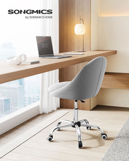 Silla Escritorio Ergonomica, Silla Escritorio, Silla Estudio, Silla Giratoria, Altura Ajustable, Gris, Songmics, 4