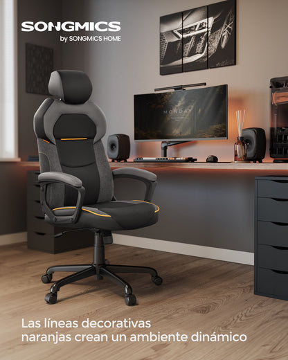 Silla Gamer, Silla Oficina, Altura Ajustable, Silla Escritorio, Silla Ordenador, Carga 150 kg, Negro, SONGMICS, 7