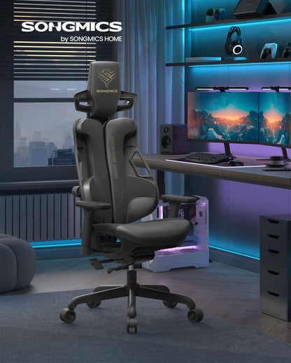 Silla Gamer, Silla Ergonomica, Silla Escritorio, Altura Ajustable Reposacabezas, Negro Tinta, Songmics, 3