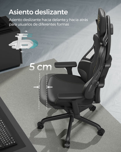 Silla Gamer, Silla Ergonomica, Silla Escritorio, Altura Ajustable Reposacabezas, Negro Tinta, Songmics, 8