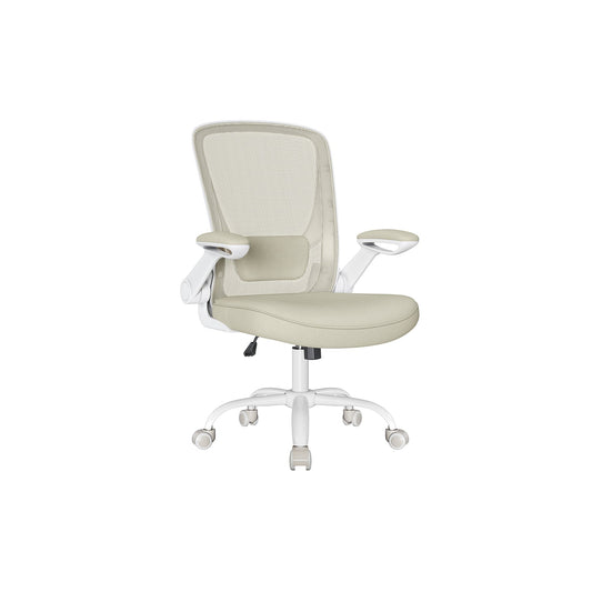 Silla Escritorio, Silla Ordenador, Silla Estudio, Silla Ergonomica, Soporte Lumbar, Oscilante, Beige, Songmics, 1