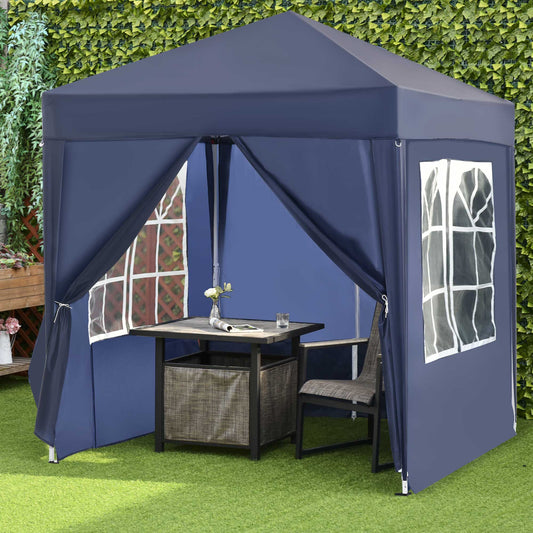 Carpa Pluggable, Cenador Pluggable, 2x2m, Carpa Jardin, con 4 Paredes Laterales Tela Oxford 2 Puertas 2 Ventana, Outsunny