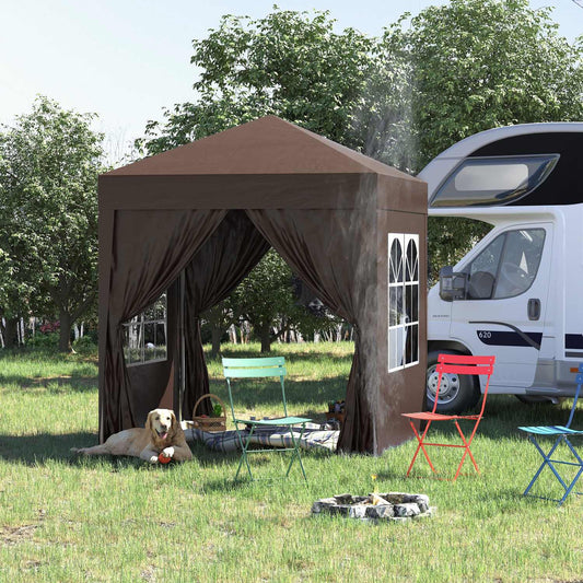 Carpa Pluggable, 2x2m, Carpa jardin, Cenador plugable, com 4 Paredes Laterales Tela Oxford 2 Puertas 2 Ventanas, Outsunny