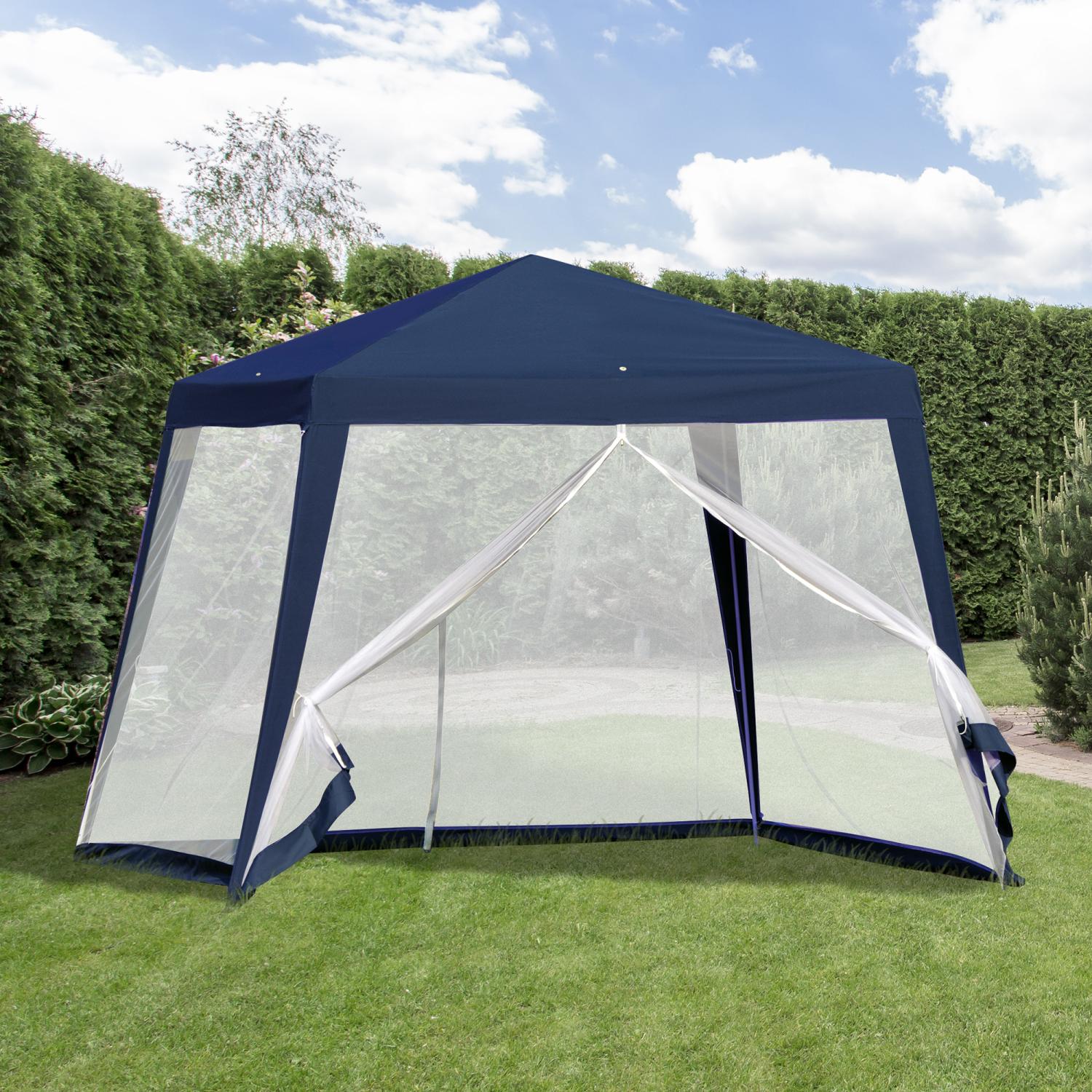 Carpa 3x3, Carpa Plegable, Carpa Jardin, Cenador Plegable, con 4 Partes Laterales Mosquitera Outsunny, 4