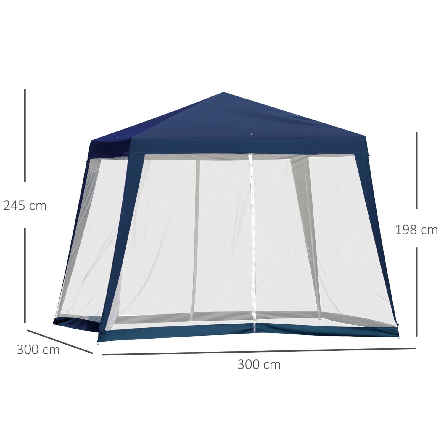Carpa 3x3, Carpa Plegable, Carpa Jardin, Cenador Plegable, con 4 Partes Laterales Mosquitera Outsunny, 8