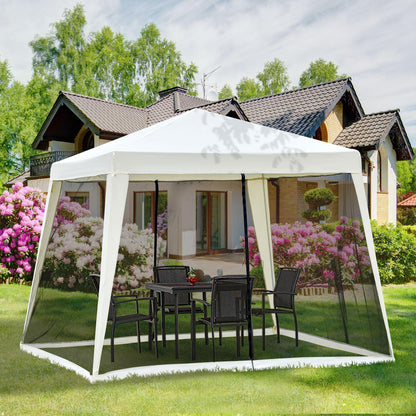 Carpa plegable 3x3, Carpa Jardin, Cenador Plegable, con 4 Partes Laterales Mosquitera con Cremallera Protección UV, Outsunny