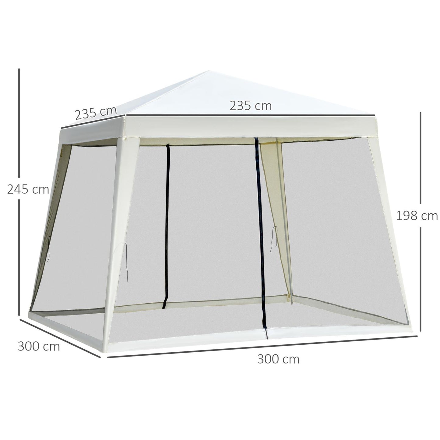 Carpa plegable 3x3, Carpa Jardin, Cenador Plegable, con 4 Partes Laterales Mosquitera con Cremallera Protección UV, Outsunny, 4