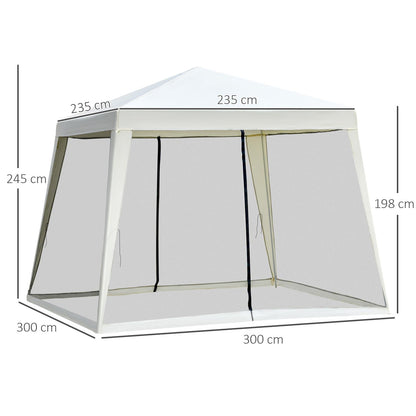 Carpa plegable 3x3, Carpa Jardin, Cenador Plegable, con 4 Partes Laterales Mosquitera con Cremallera Protección UV, Outsunny, 4