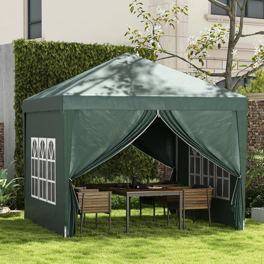 Carpa plegable 3x3, Cenador Jardín, Carpa Jardin, con 4 Paredes Desmontables Impermeable Protección UV, Verde, Outsunny