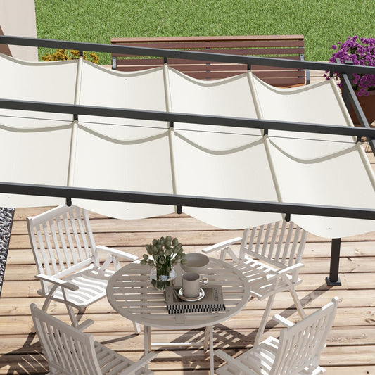 Carpa plegable 3x3, Cenador Jardín, Cenador Plugable, con Techo Retráctil de Poliéster y Marco de Acero, Outsunny, 1