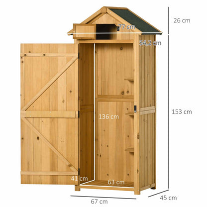 Cobertizo jardin, Cabaña de madera, Caleta garden, con 3 Estantes y 2 Puertas con Cerrojo para Patio Terraza Outsunny, 1