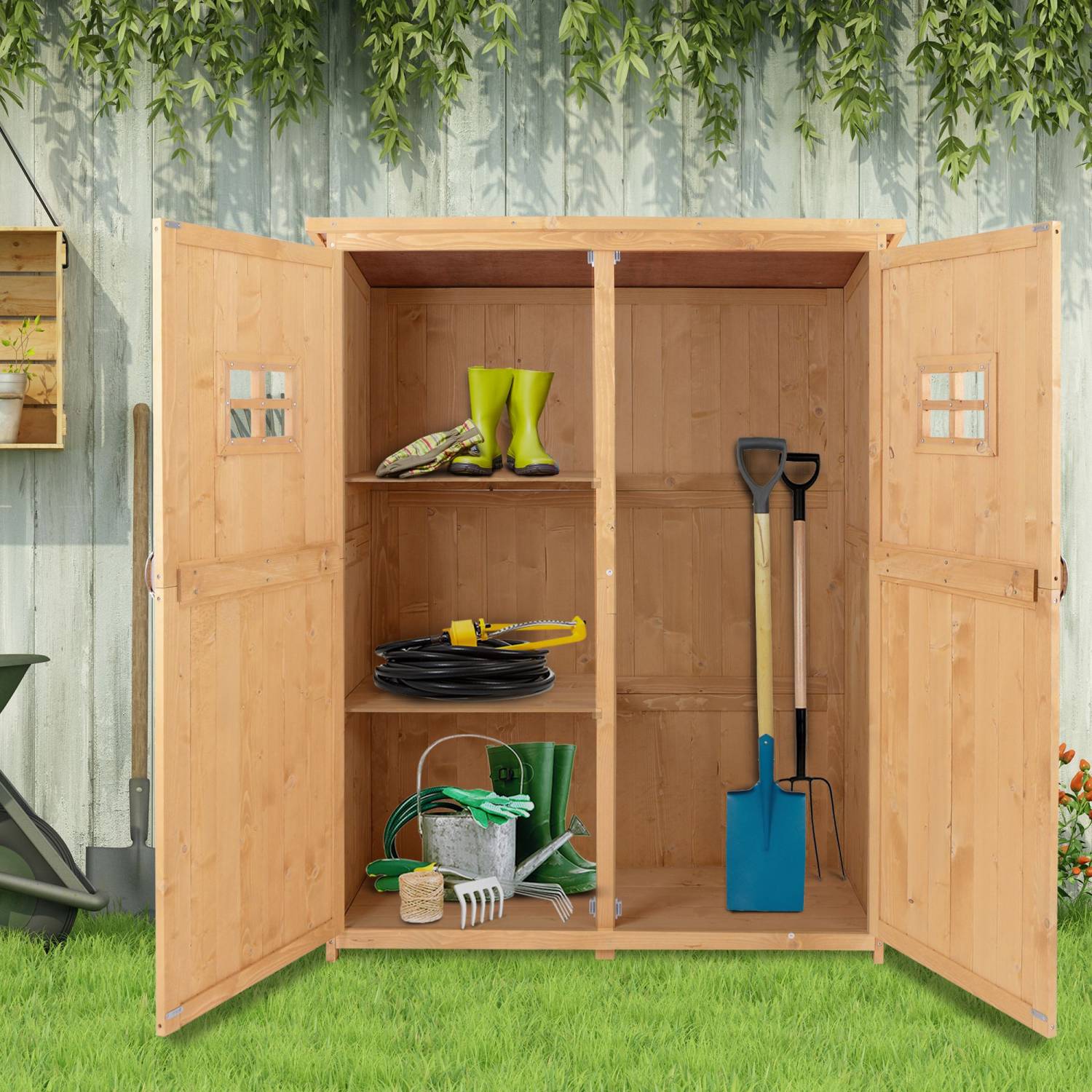 Cobertizo jardin, Caleta garden, Cabanas de madera, Cobertizo exterior, com Estates Double Puerta Ventanas Outsunny, 8