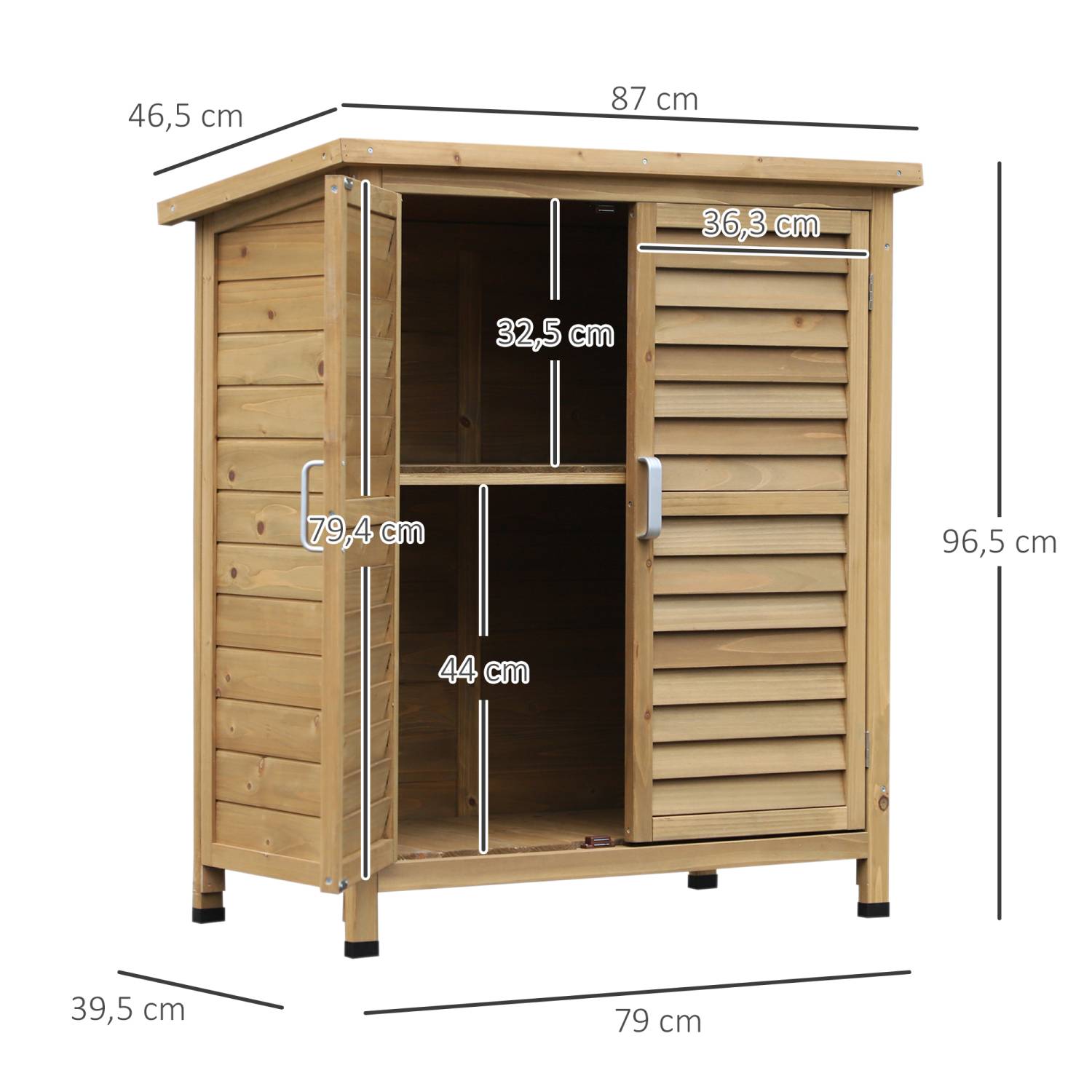 Cobertizo jardin, Caleta garden, Cabanas de madera, con 2 Estantes Interiores 2 puertas de Buena Ventilación Outsunny, 1