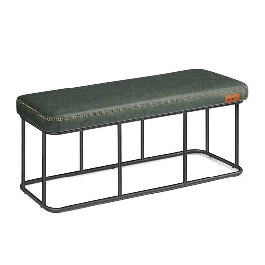 Banco Recibidor, Banqueta Dormitorio,  Banco Entrada, Piel Sintética con Costuras, Carga 300 kg, Verde, VASAGLE, 1