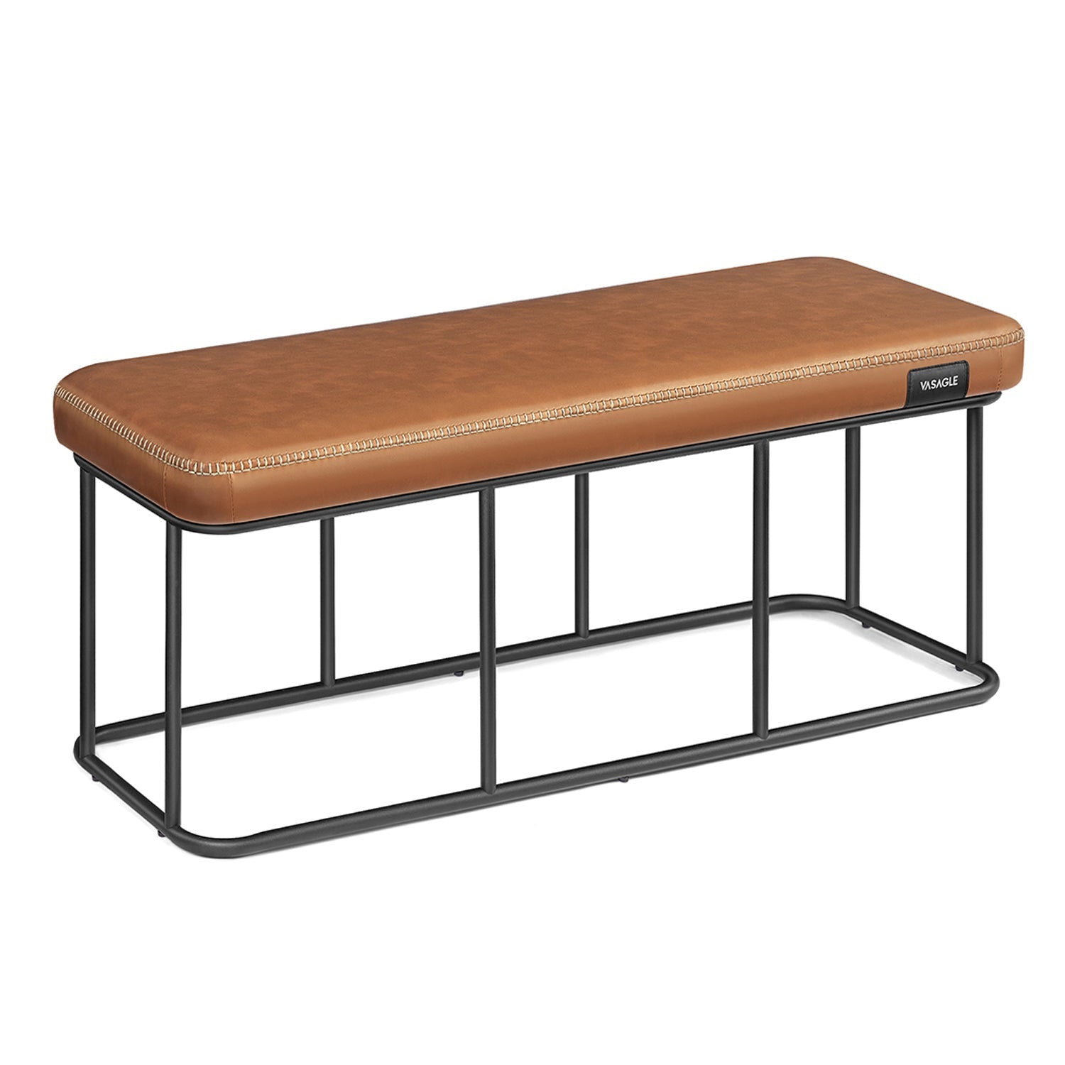 Banqueta Dormitorio, Banco Recibidor,  Banco Entrada, Piel Sintética, Estructura de Acero, Carga 300 kg, Caramelo, VASAGLE, 1