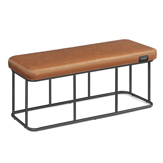 Banqueta Dormitorio, Banco Recibidor,  Banco Entrada, Piel Sintética, Estructura de Acero, Carga 300 kg, Caramelo, VASAGLE, 1