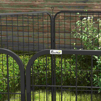 Parque para perros, 8 Paneles 79 x 100cm Corralito para Perros con Puerta y Doble Pestillo Metálicos Negro, PawHut, 1