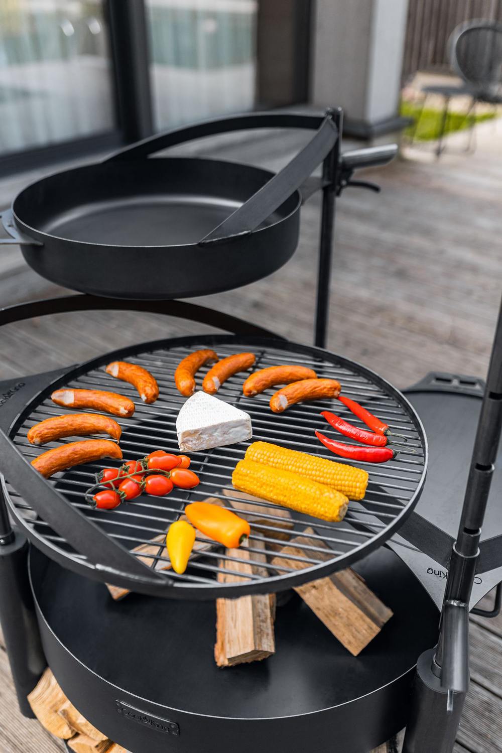 Rejilla con asa para MONTANA X - Acero natural, brasero | Diámetro 50 cm, 60 cm, Cook King, 1