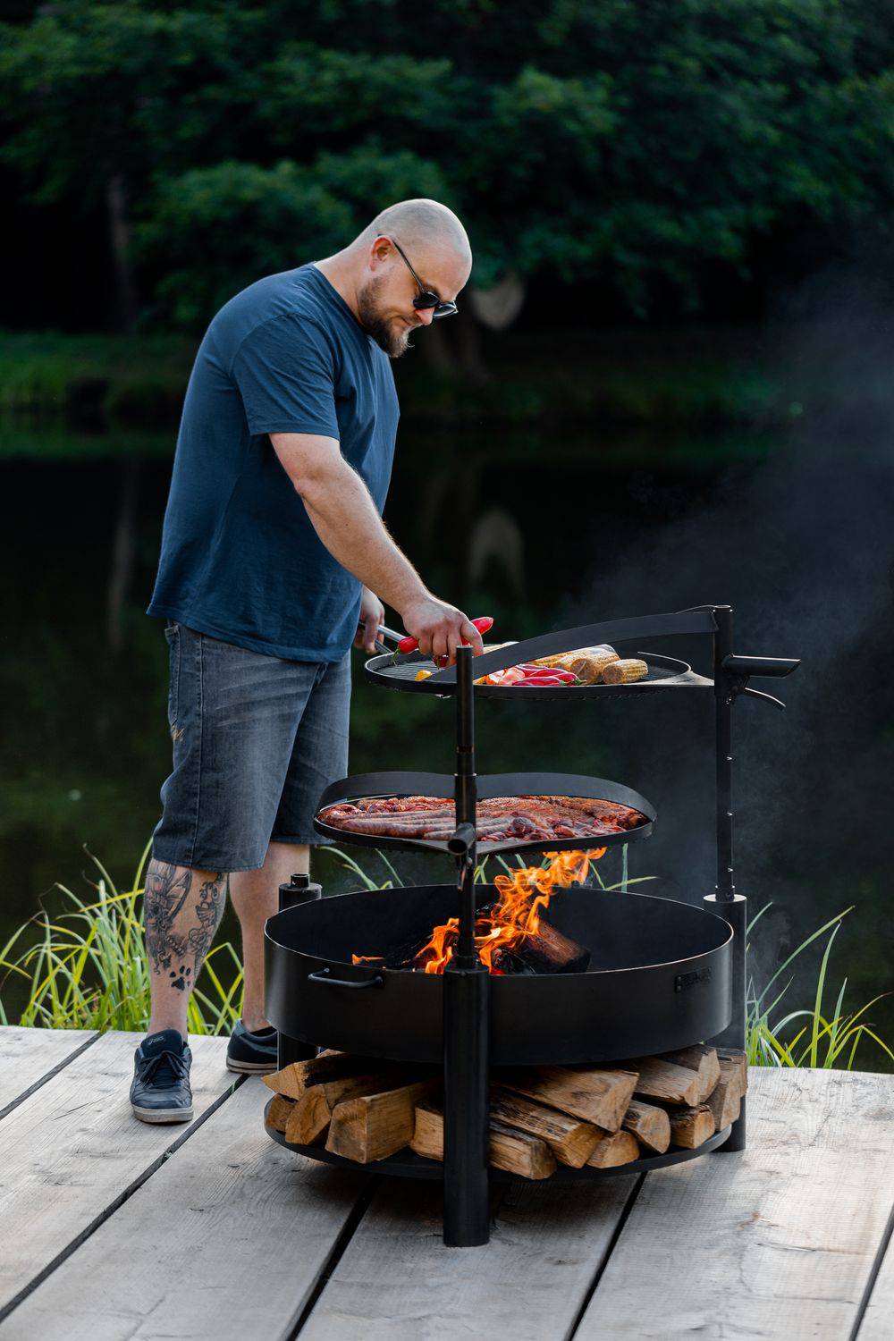 Rejilla con asa para MONTANA X - Acero natural, brasero | Diámetro 50 cm, 60 cm, Cook King, 3