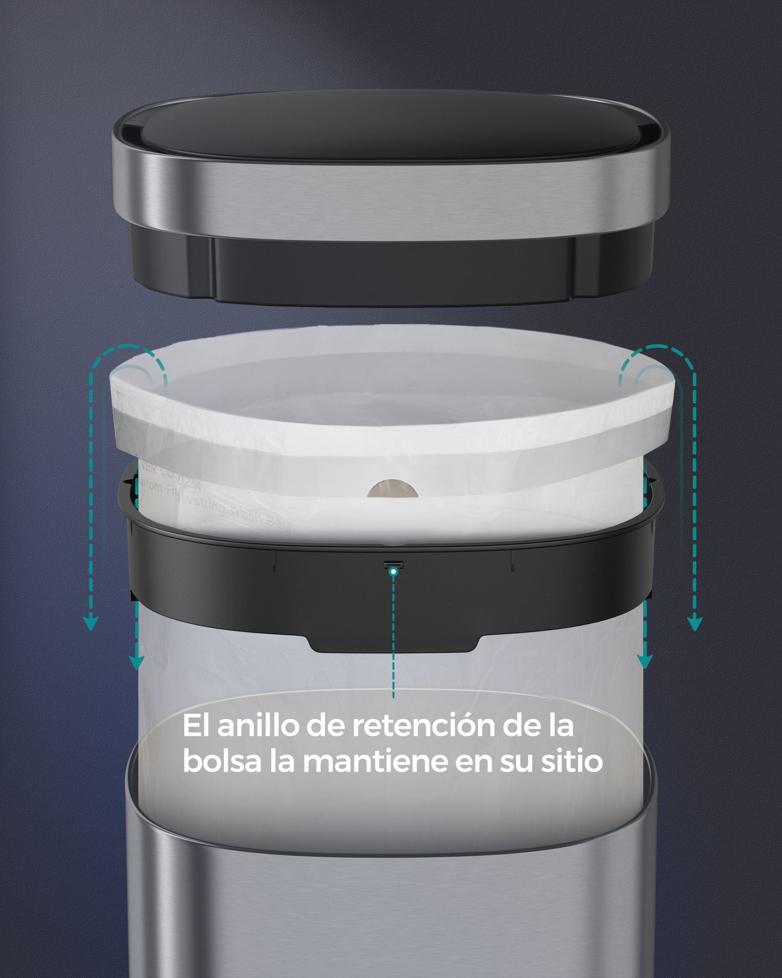 Cubo de basura, 50 L, con sensor de movimiento, automático, Cubo basura cocina, eliminación de olores con ozono, SONGMICS, 5