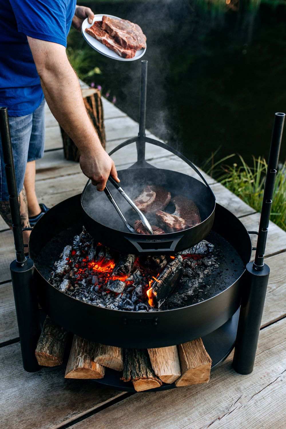 Sartén con asa para MONTANA X, acero natural, brasero | Diámetro 50 cm, Cook King, 3