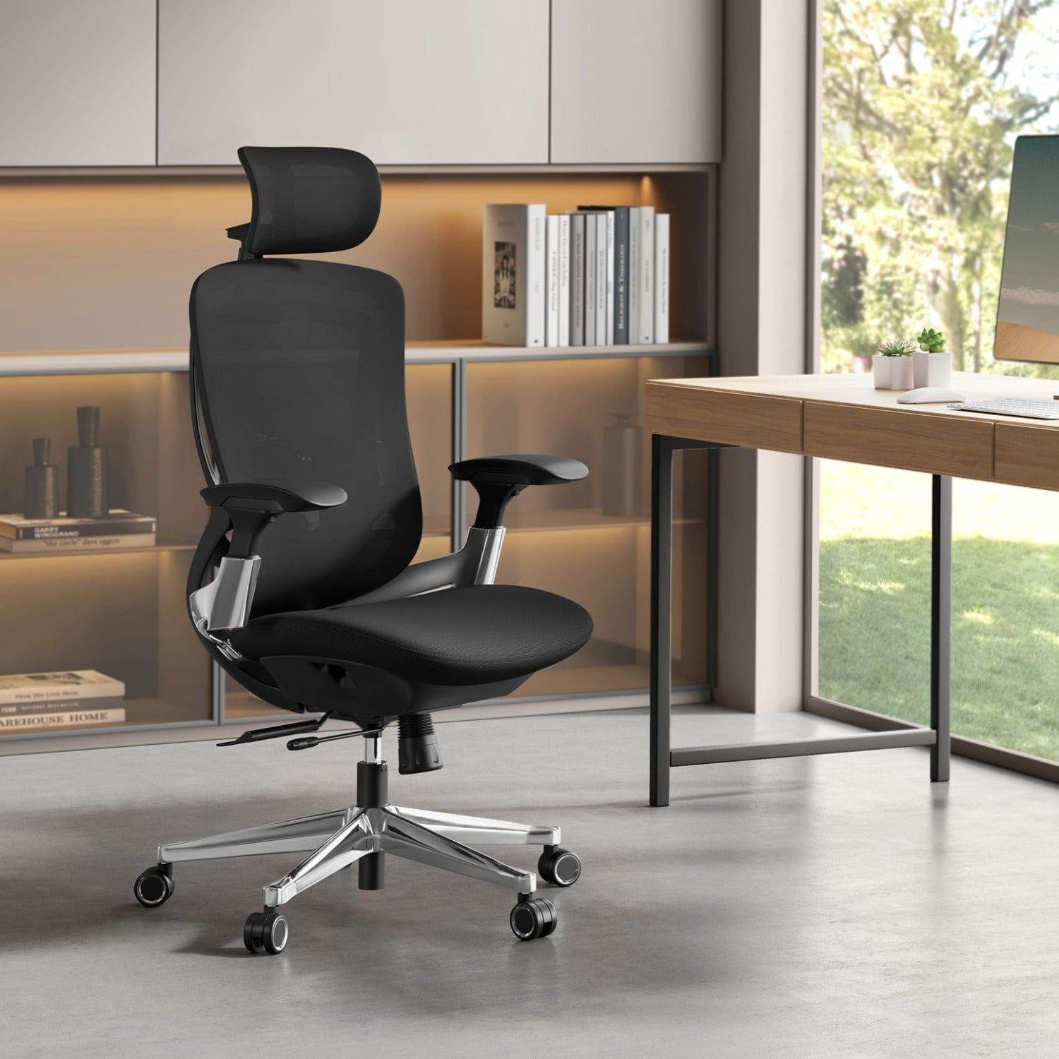 Silla Oficina, Silla Escritorio, Silla Ordenador, Silla Gamer, Respaldo Basculante, Carga de 150 kg, Negro, SONGMICS, 1