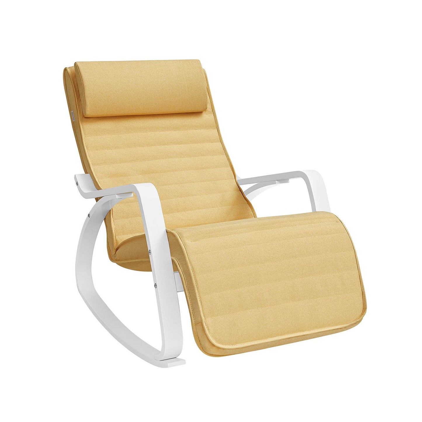 Silla Mecedora, Butaca mecedora, con Reposapiés Ajustable en 5 Posiciones, con Apoyabrazos, Amarillo Ganso y Blanco, SONGMICS, 7