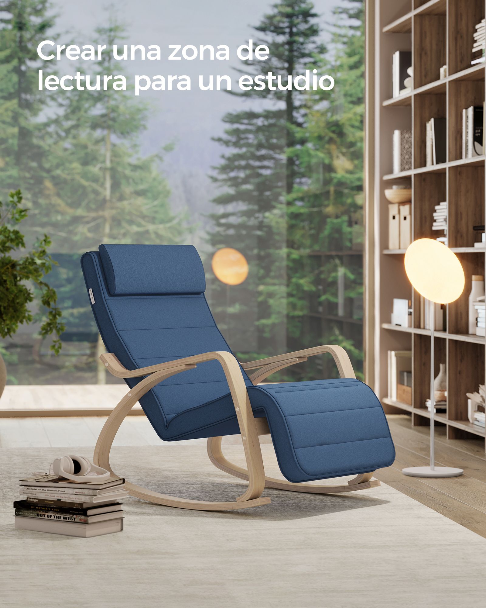 Mecedora, Silla Mecedora, Butaca mecedora, con Reposapiés Ajustable en 5 Posiciones , SONGMICS, 2