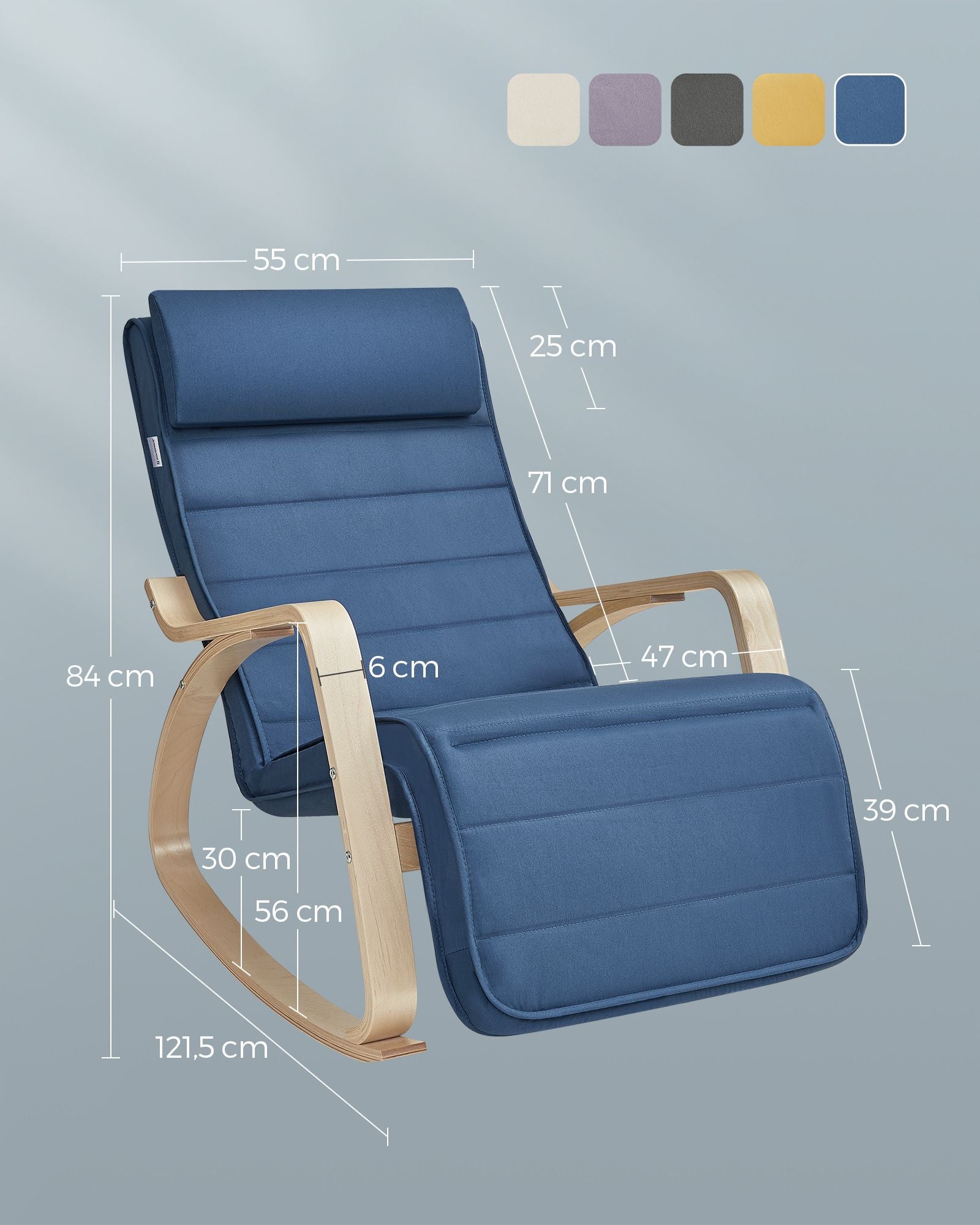 Mecedora, Silla Mecedora, Butaca mecedora, con Reposapiés Ajustable en 5 Posiciones , SONGMICS, 7