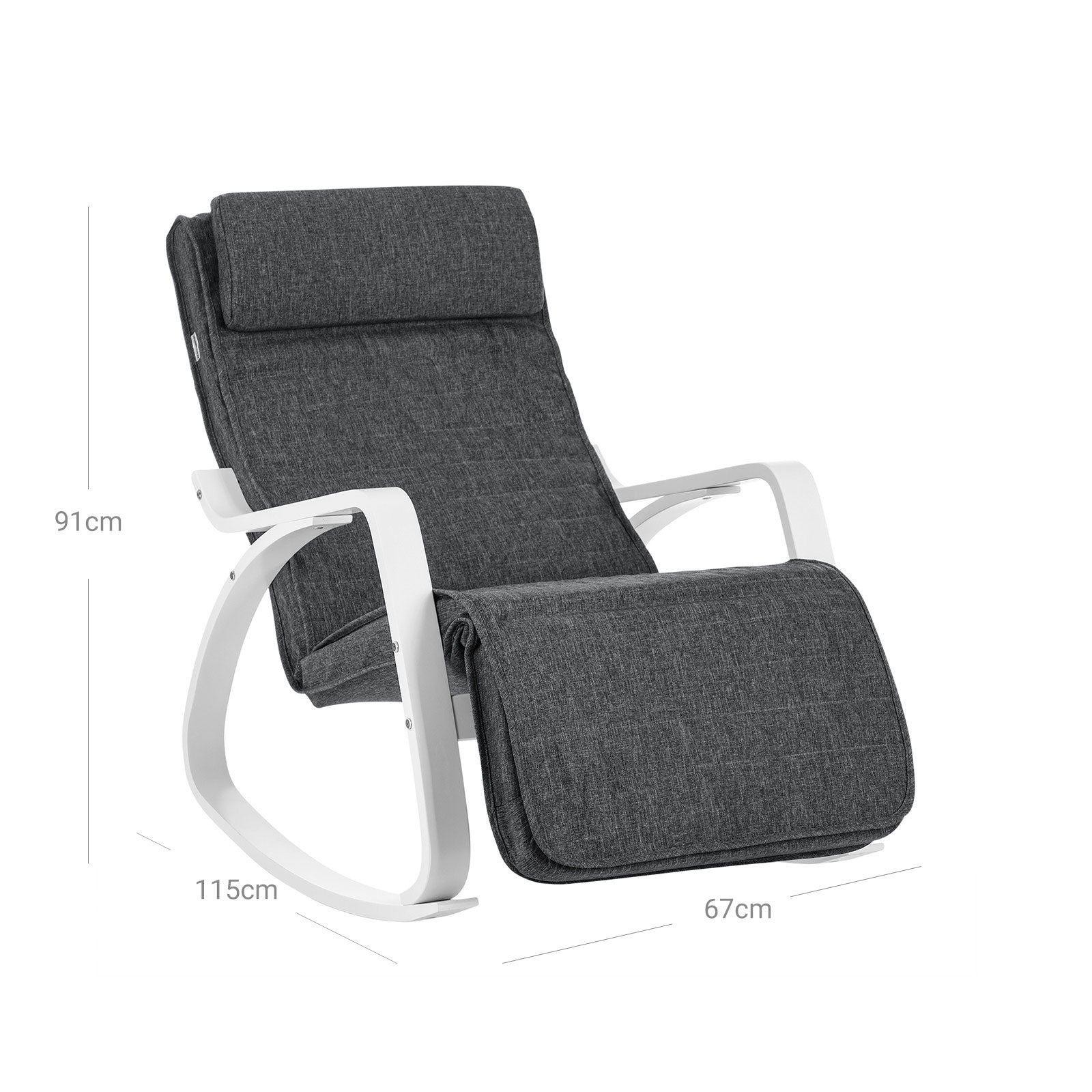 Mecedora, Silla Mecedora, Butaca mecedora, con Reposapiés Ajustable en 5 Posiciones con Apoyabrazos, SONGMICS, 5