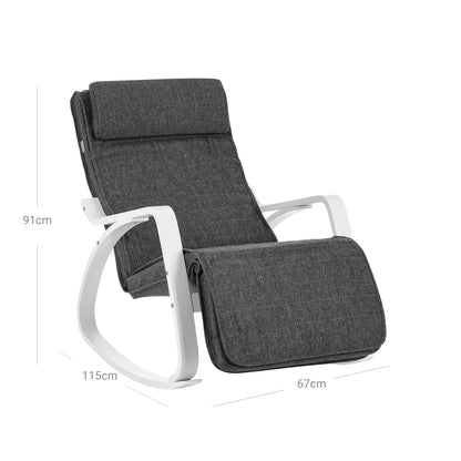 Mecedora, Silla Mecedora, Butaca mecedora, con Reposapiés Ajustable en 5 Posiciones con Apoyabrazos, SONGMICS, 5